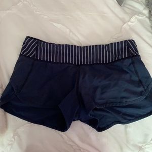 Lululemon navy speed up shorts.